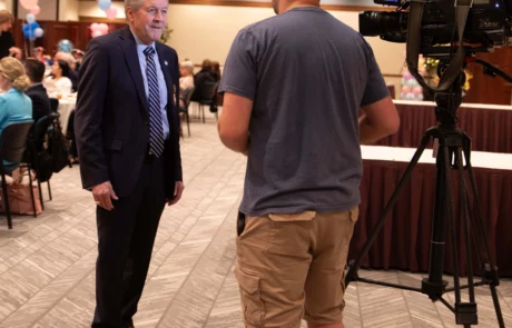 2V9A0129 Mr. Derr being interviewed by camera man