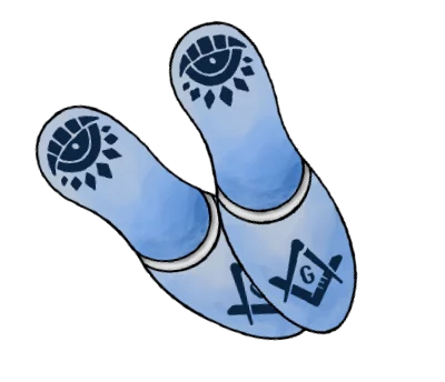 blue slippers Blue slippers with square and compass accents.