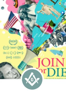 Join or Die movie cover graphic with Square and Compass icon.