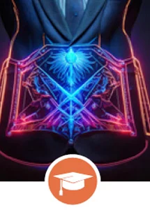 AI Image of Masonic apron and hands holding it out with icon of graduation cap.