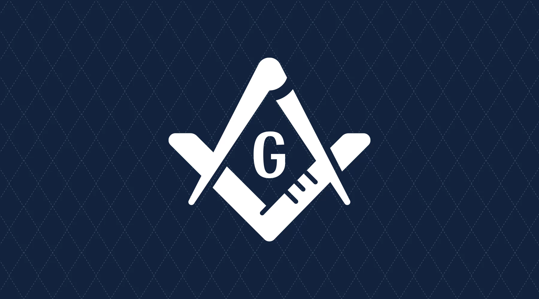 Square and compass on blue patterned background.