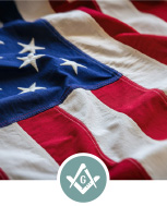 American Flag with Square and Compasses logo.
